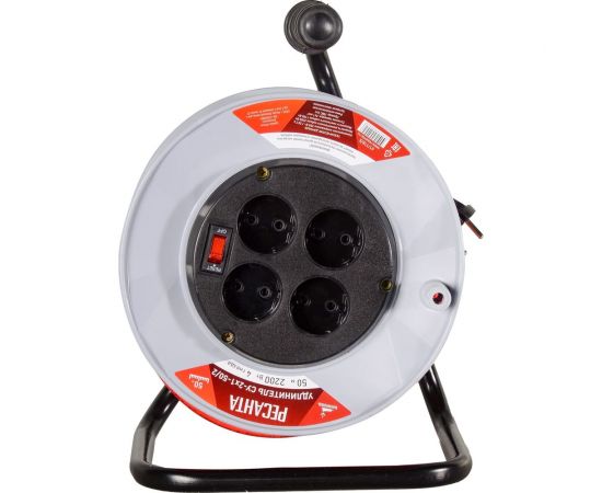 Силовой удлинитель Ресанта на катушке, СУ-2x1-50/2 (с выкл., 4 розетки) 61/118/5 – изображение 3