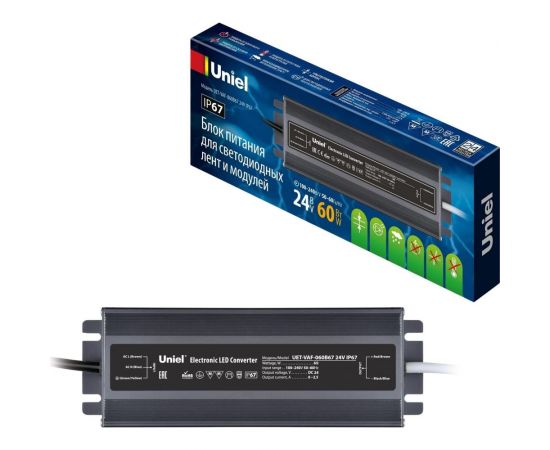 Блок питания Uniel ультратонкий UET-VAF-060B67 24V IP67 UL-00009366 – изображение 3