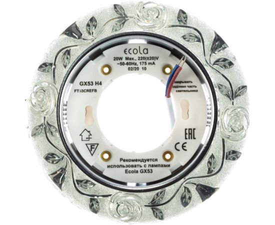 Встраиваемый светильник Ecola GX53 H4 LD7071 с подсветкой "Розы" Прозрачный / Хром 35x125 /к+/ FT53CREFB – изображение 3