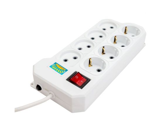 Сетевой фильтр ПЕРЕСВЕТ+ удлинитель на 8 гнезд, шнур ПВС 3х0,75, 5 м 4620003920653 – изображение 3