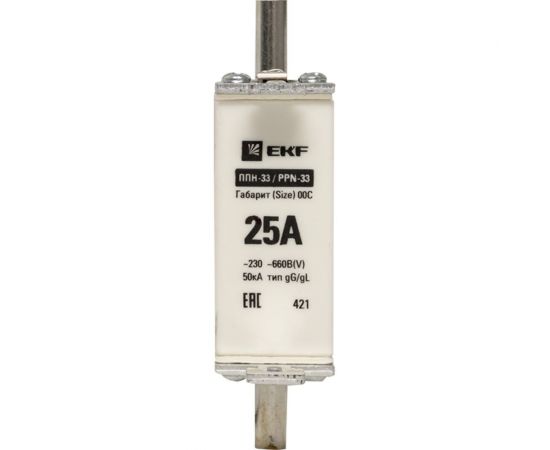 Плавкая вставка EKF ППН-33 100 25А габарит 00С PROxima fus-3310025 – изображение 4