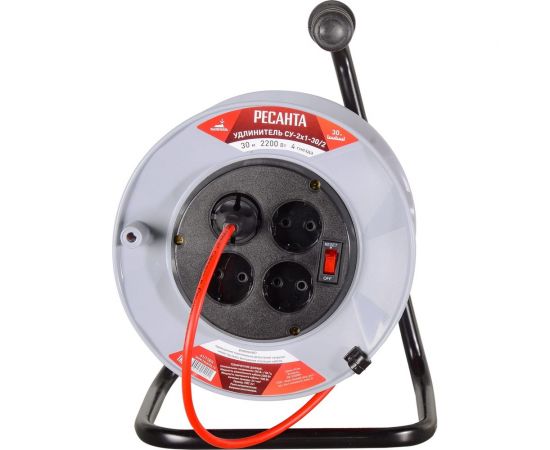 Силовой удлинитель Ресанта на катушке, СУ-2x1-50/2 (с выкл., 4 розетки) 61/118/5 – изображение 9