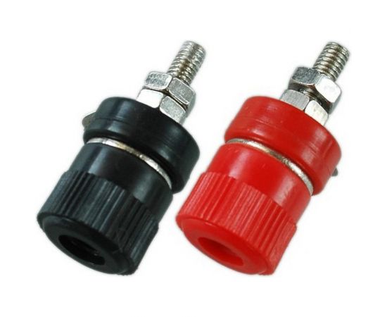 Разъем BANANA гнездо Pro Legend 35 мм пластик на корпус, красный и черный, PL2240 