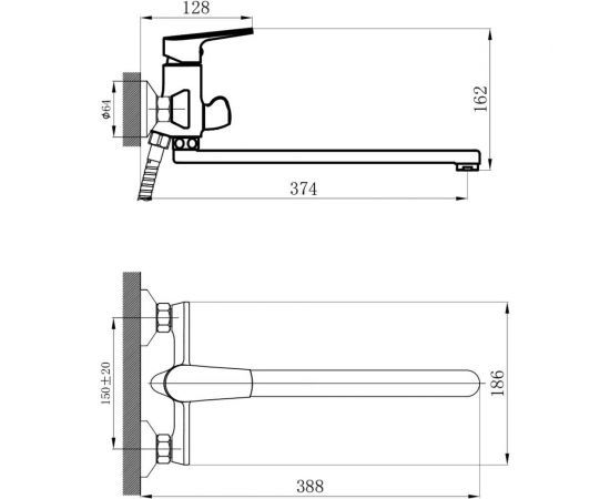 Смеситель для ванны Osgard Segel white с длинным изливом 940000001162 – изображение 2