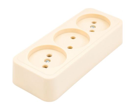Розетка ООО Ливны-Электро РА 10-014 3-х местная, слоновая кость РА 6745 – изображение 4
