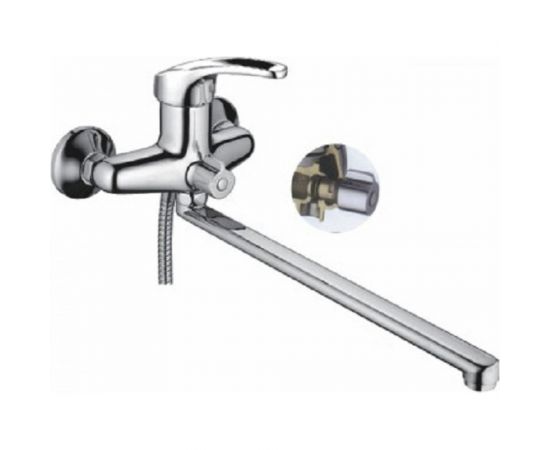 Смеситель для ванны MYNAH поворотный плоский излив, длиной 350 мм, латунь M2227 – изображение 3