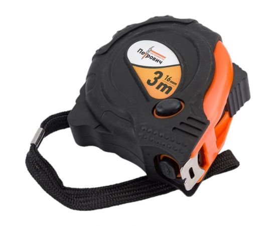 Рулетка Петрович обрезиненная, оранжевая, 3 м, 16 мм, три кнопки стопа 4100000783 – изображение 4