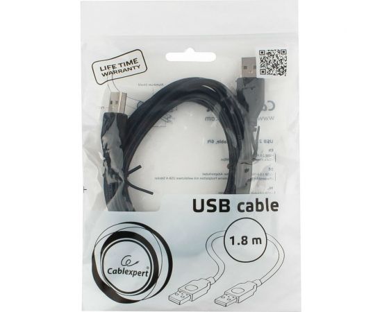 Кабель Cablexpert USB 2.0 Pro, AM/AM, 1.8м, экран, черный, пакет CCP-USB2-AMAM-6 – изображение 2