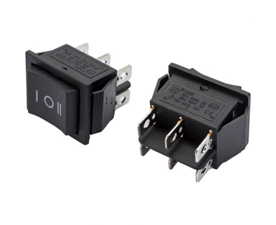 Клавиша Nord-Yada 250V 16А с нейтралью черная (6контакта) ON-OFF (2шт в упаковке)-ON 905453 – изображение 5